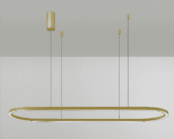 מנורת תלייה דגם סולו 150 אובלי לשימוש תאורת פנים. מקור אור 80W LED. מיוצר מאלומיניום + אקרילי.